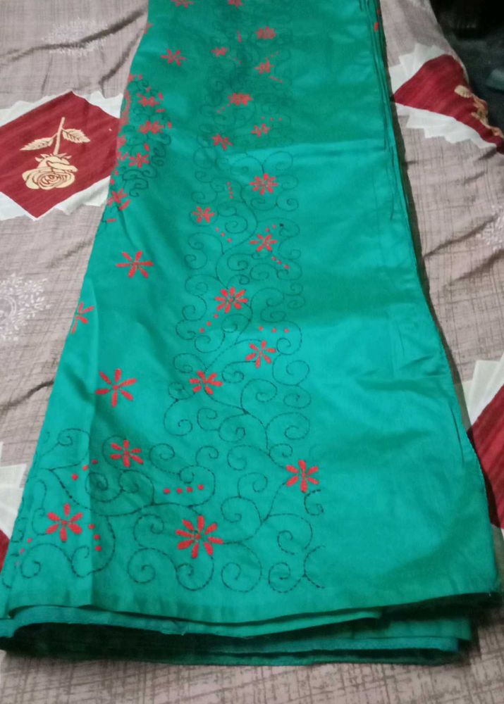 Green Embroidered Palazzo Pants