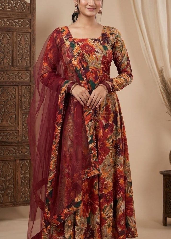 Elegant Floral Print Kurta Set