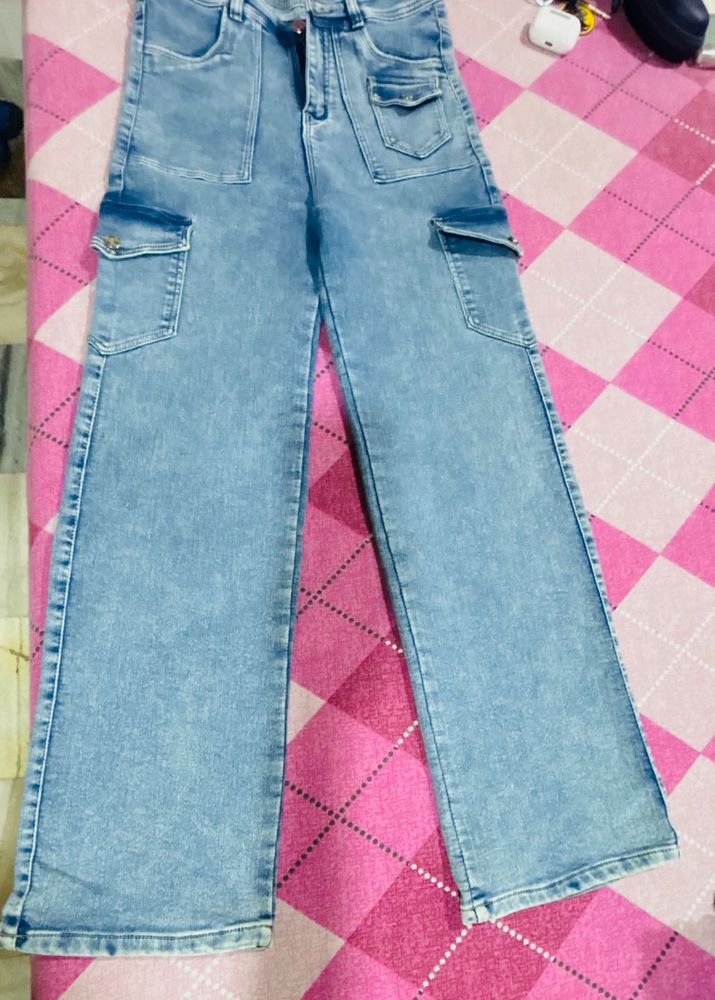 Light Wash Cargo Jeans