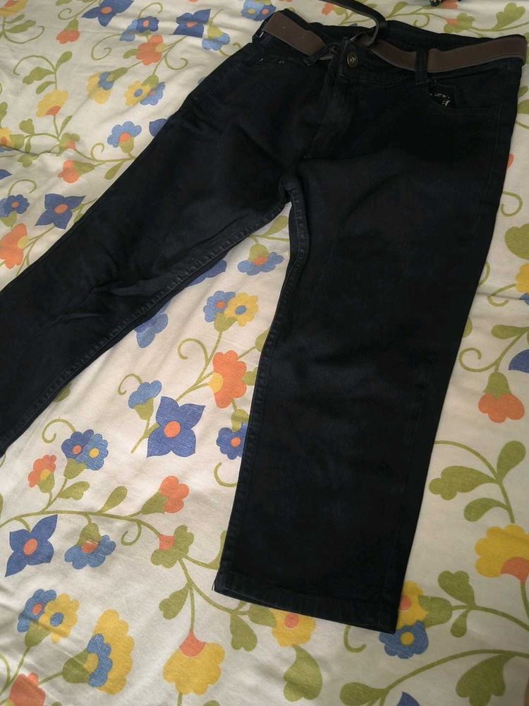Men's Dark Wash Jeans with Belt