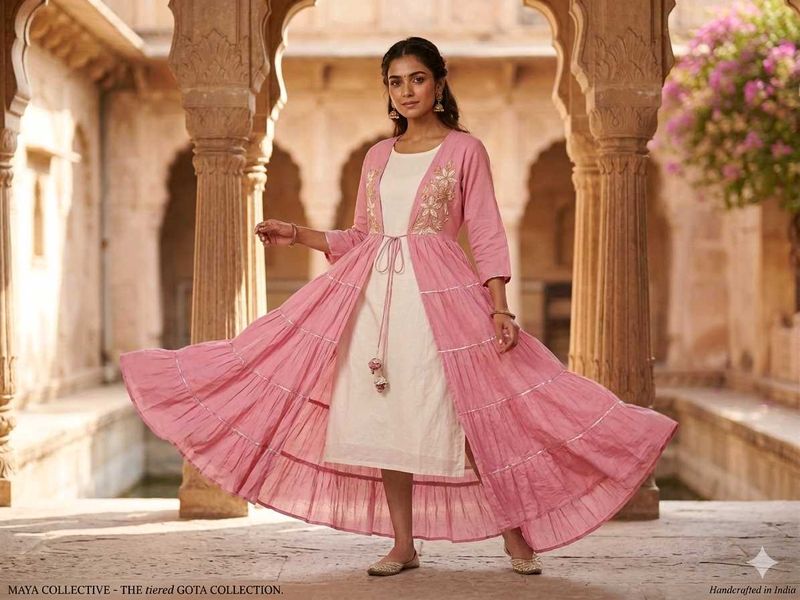 Elegant Pink Layered Kurta Set