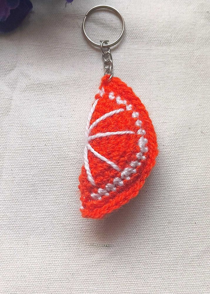Chrochet Orange Slice Keychain