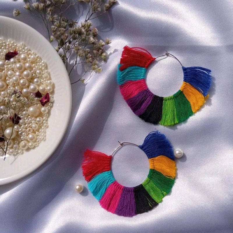 Multi Colour Thread Earrings | Lightweight | Handmade 💯 |follow @quilling__heavem On Instagram