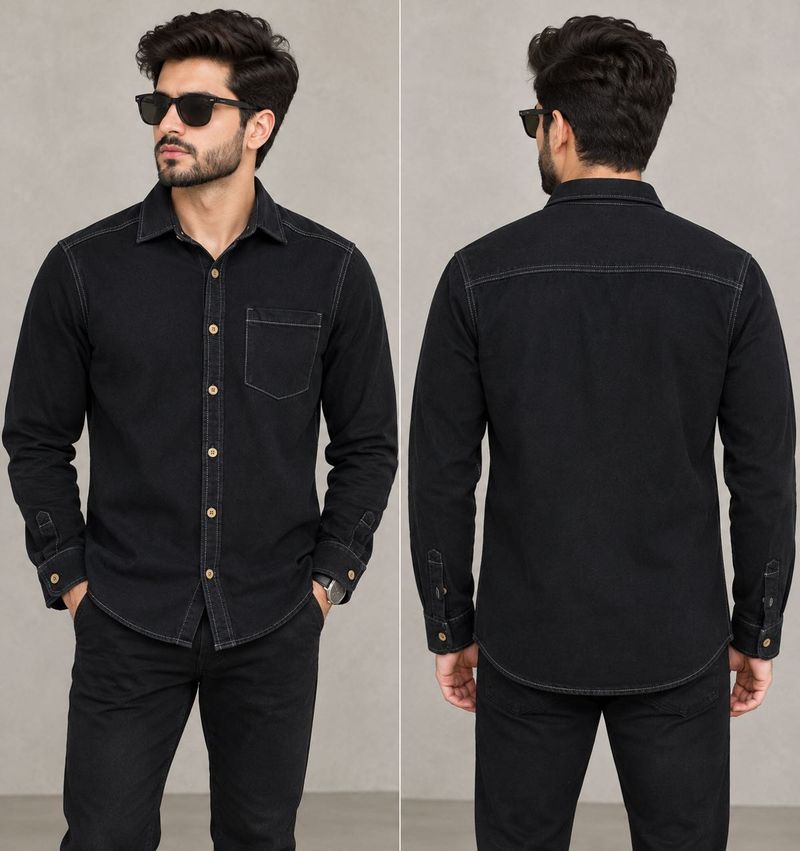 CROPP Classic Black Denim Shirt for Men