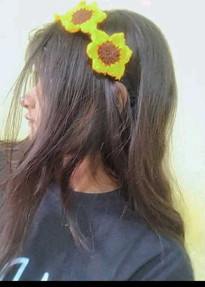 Cute Crochet Sunflower Hair Clips