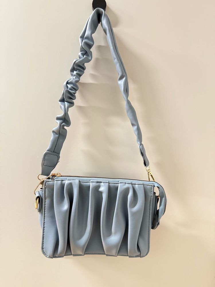 Cute Blue Ruched Shoulder Bag