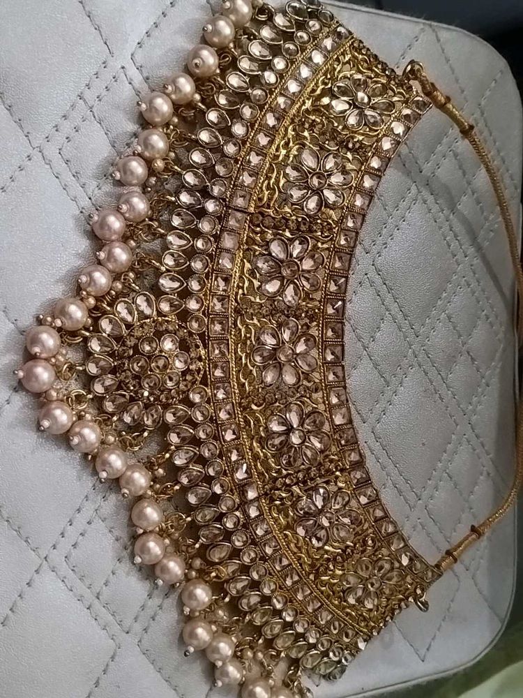 Exquisite Kundan &amp; Pearl Choker Necklace👍