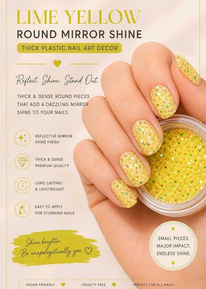Nail Art Mirror Decor for Women - Lime Yellow