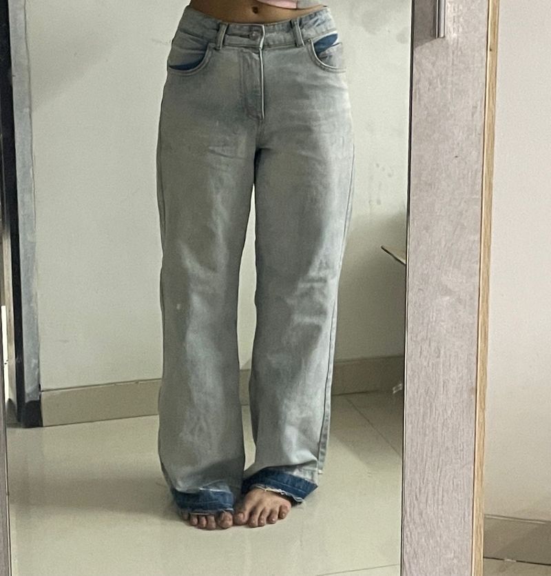 ZARA Light Wash Wide Leg Jeans