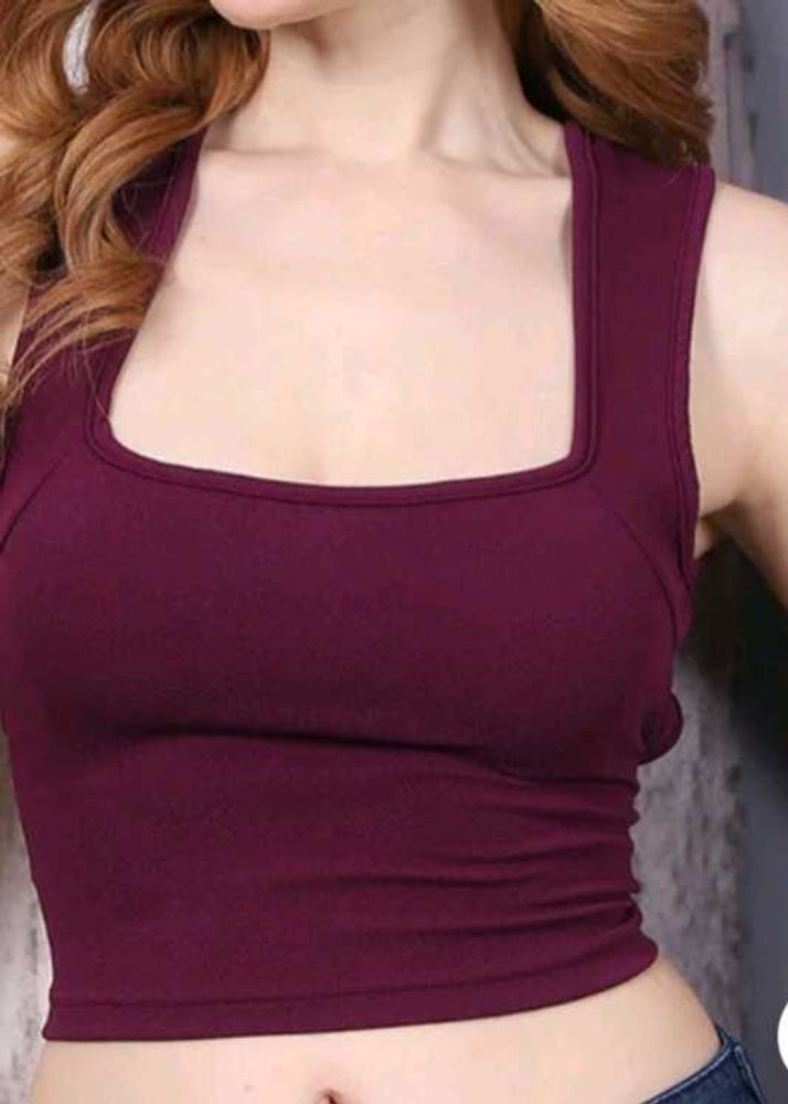 Stylish Maroon Cropped Tank Top with back less