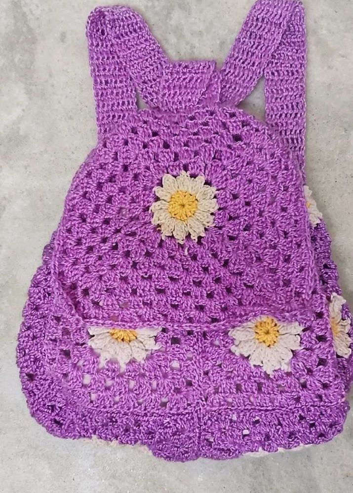 Handmade Crochet Daisy Backpack