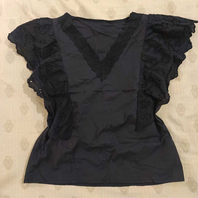 Chic Black Eyelet Top