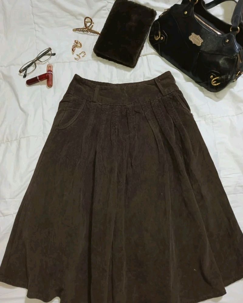 Vintage Brown Corduroy Skirt