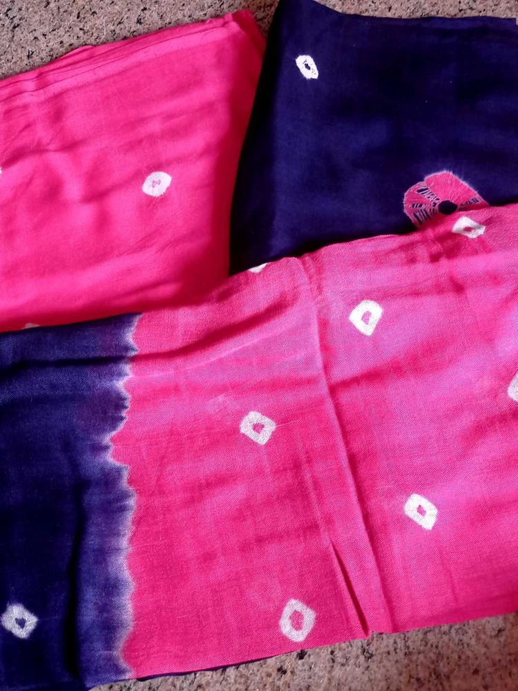 Vibrant Pink &amp; Navy Bandhani suit