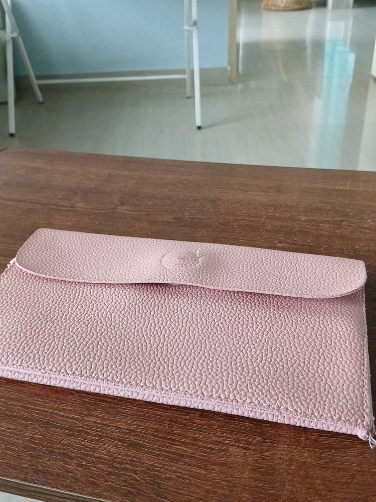 Chic Pink Faux Leather Clutch