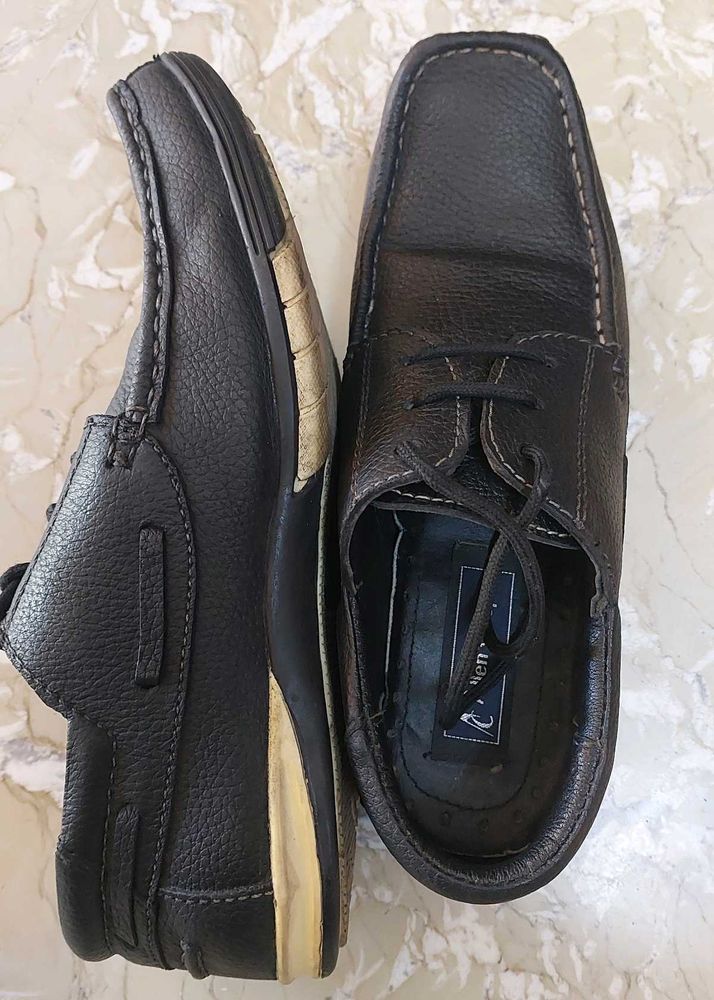 Allen Cooper Black Leather Formal Shoes