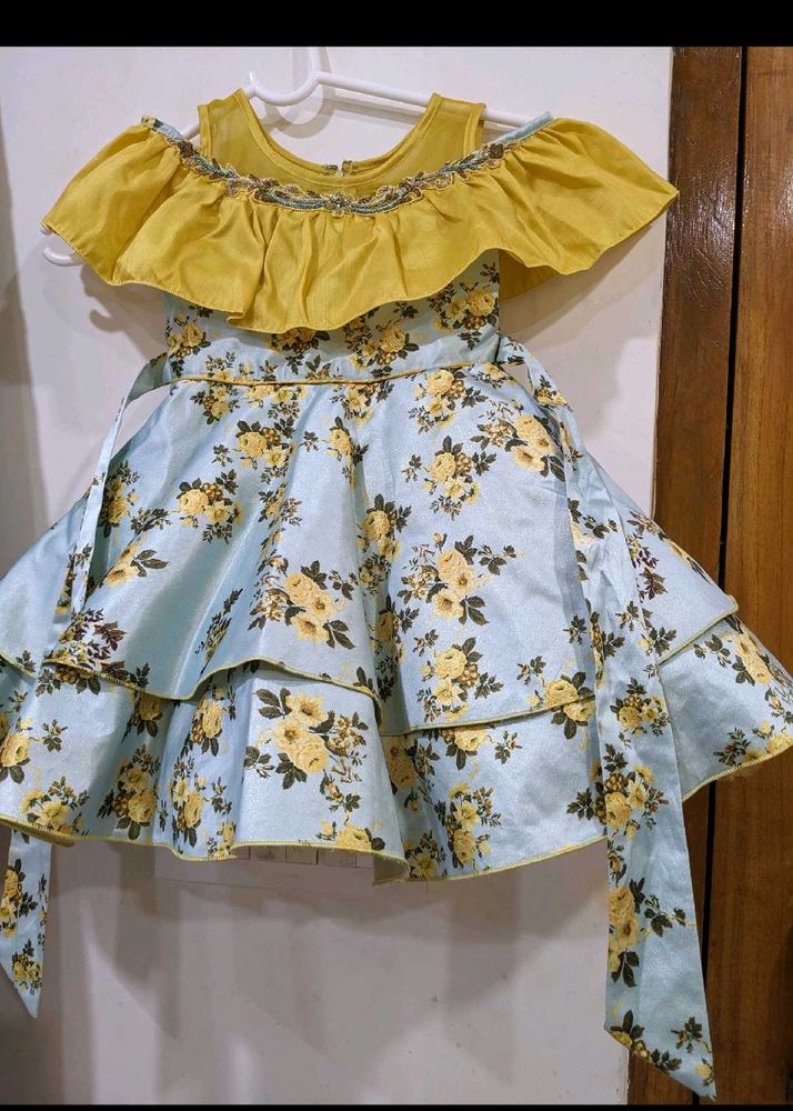 Designed Long Frock With Floral Back Perfec