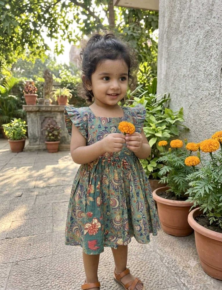 Adorable Floral Print Dress for Girls