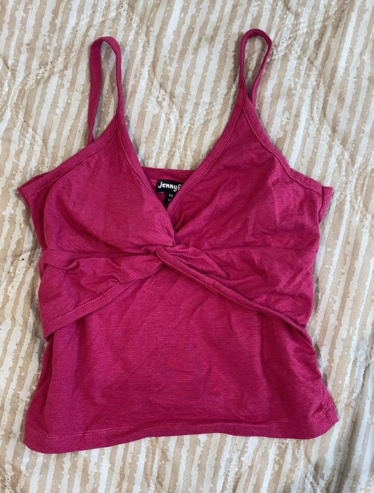 Jennyfer Pink Twist Front Tank Top