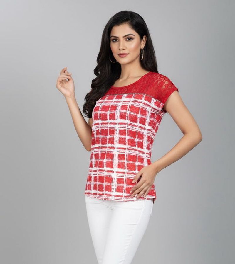 Red &amp; White Checkered Top