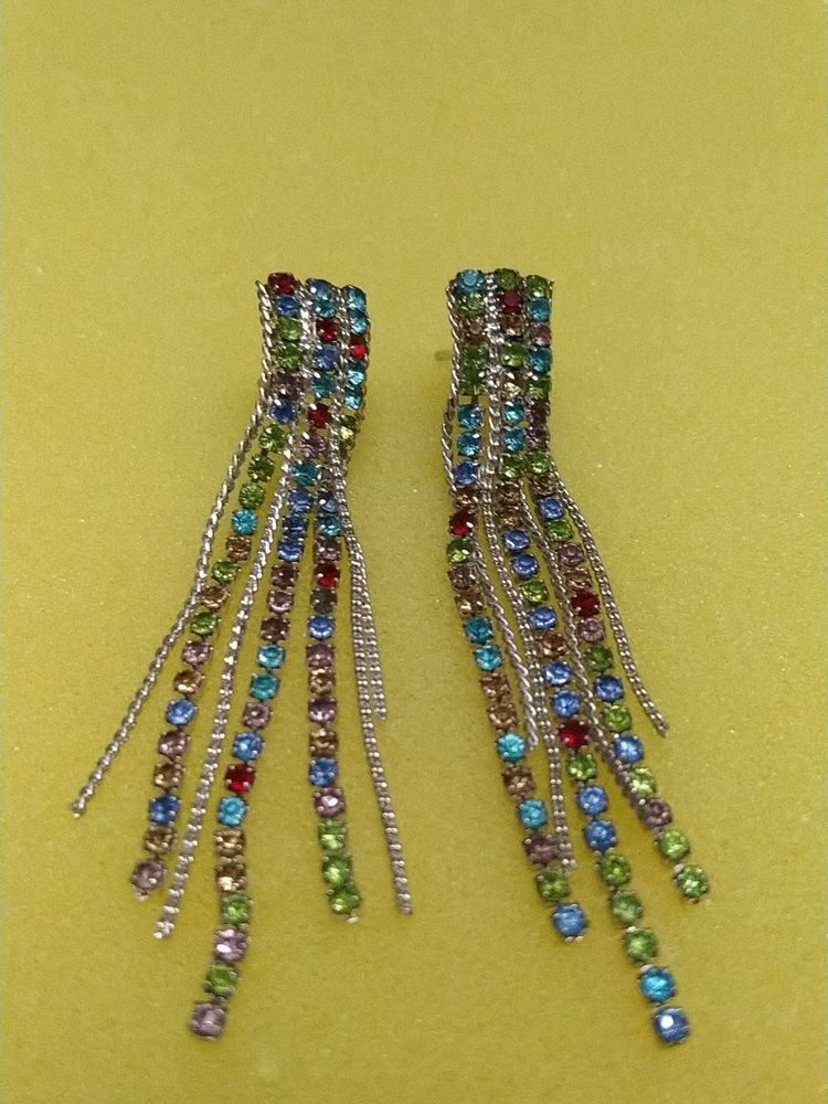 Rhinestone Tassel Earrings