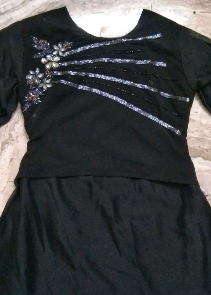 Elegant Black Beaded Dress