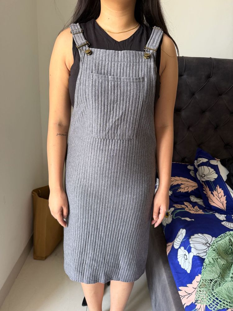 Gray Pinafore Dress