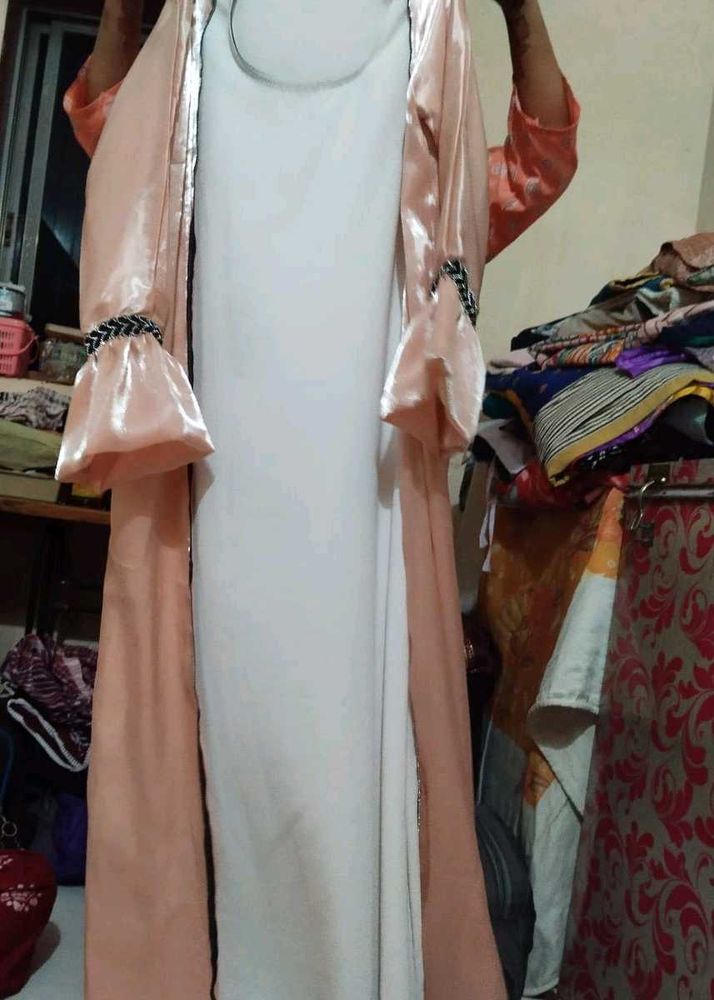 Imported Elegant Peach Dress with Robe