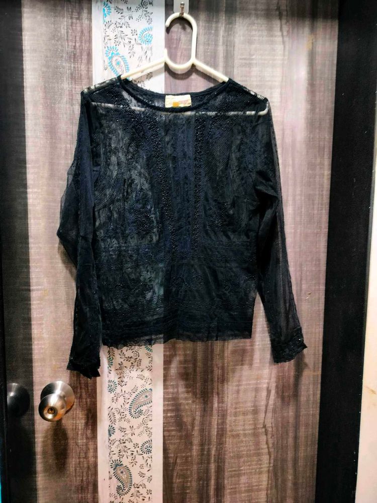 🖤 Lovely Net Embroidered Top With Beads
