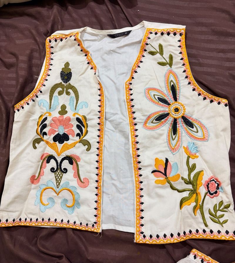 Embroidered Cotton Ethnic Vest