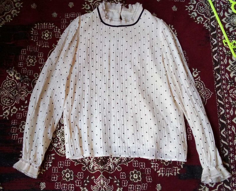 Polka Dot Sheer Ruffle Blouse