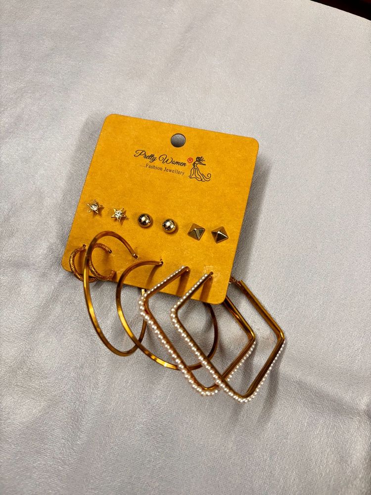 Pearls Hoop Earrings Set