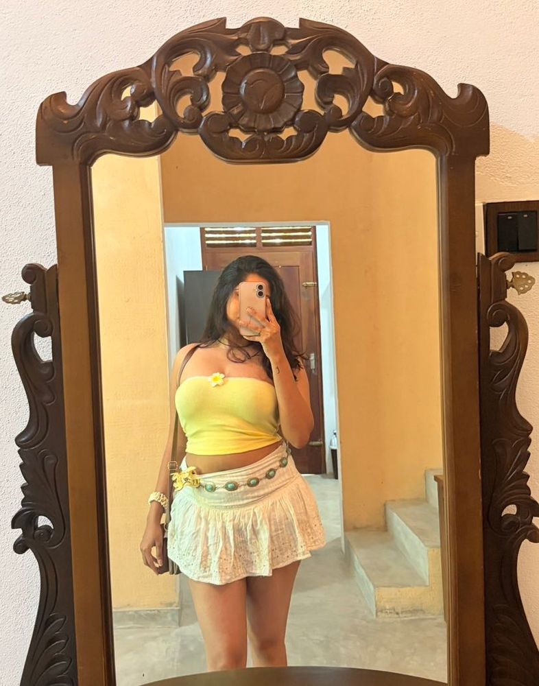 Cute Yellow Tube Top with Floral Accent