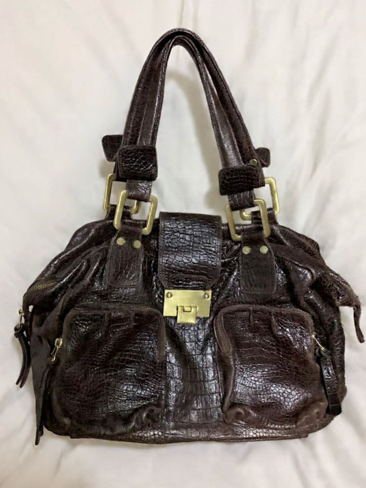 Chic Crocodile-Embossed Handbag