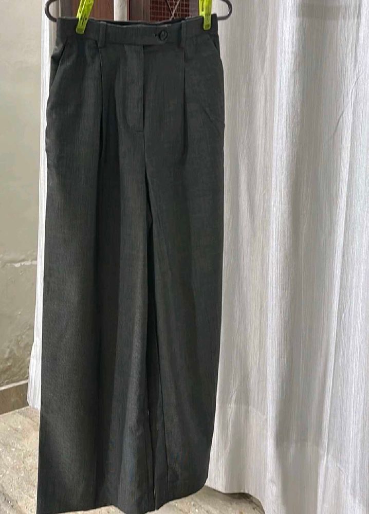 H&amp;M Classic Grey Wide-Leg Trousers