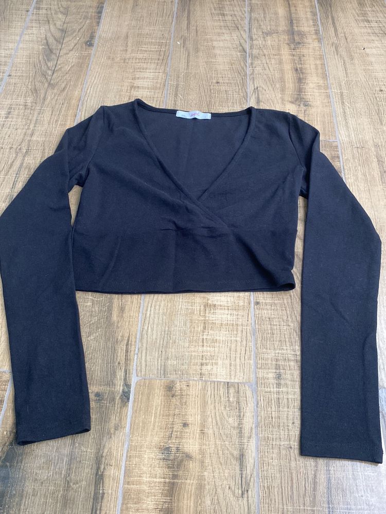 Deep Neck Charcoal Black Top