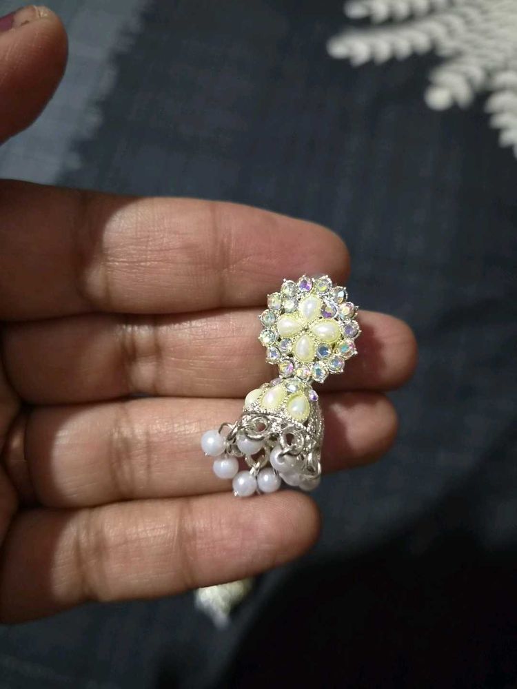 Elegant Jhumka Earrings with Pearls