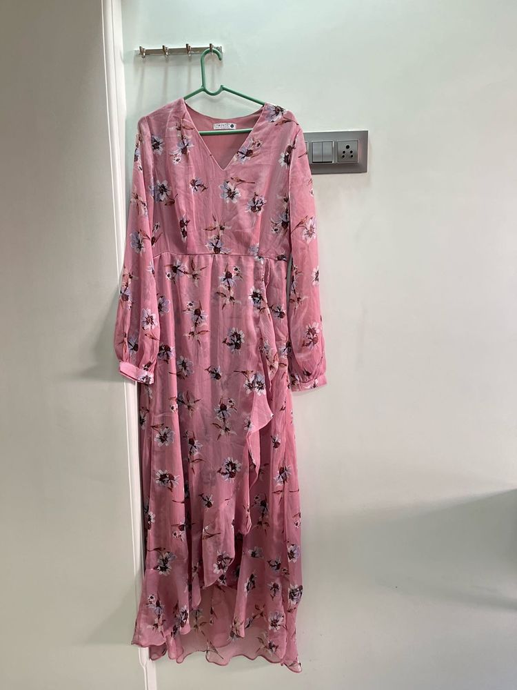 Chic Floral Pink Maxi Dress