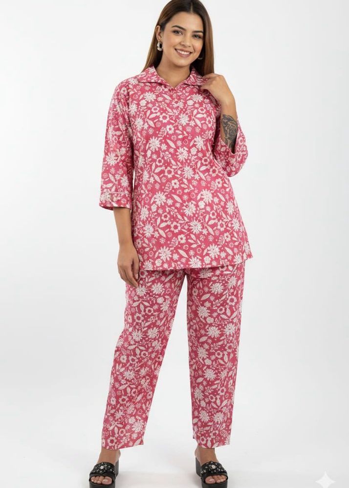 Chic Floral Print Night Suit Set