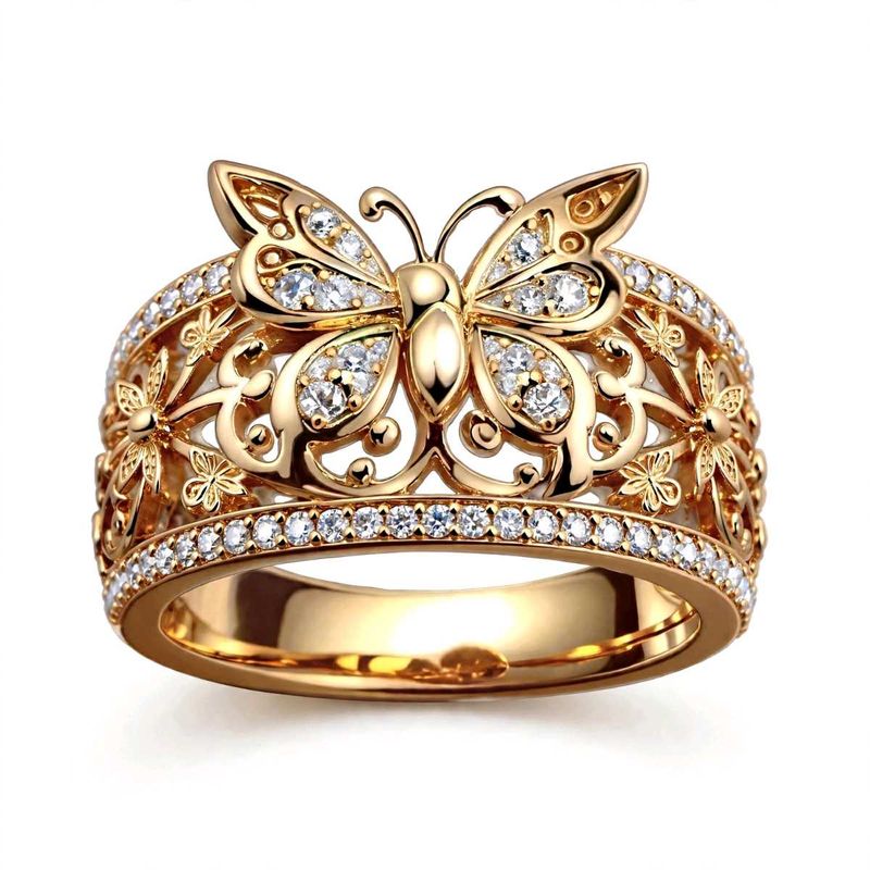 Elegant Butterfly &amp; Flower Ring