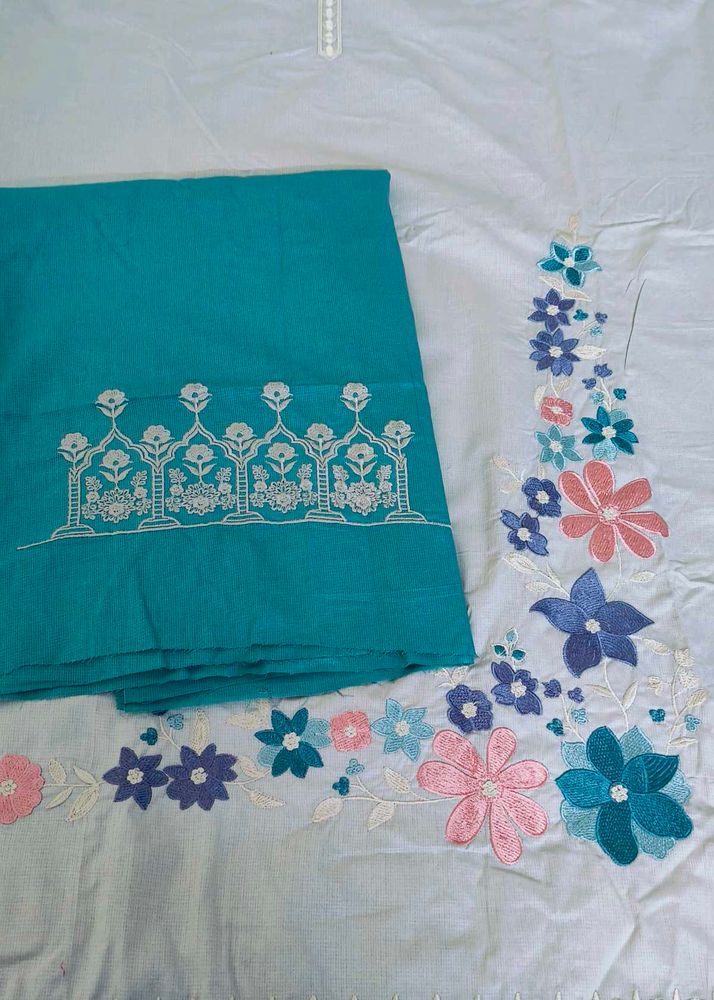 *Pure Kota Doria Suit - Embroidered Shirt &amp; Bottom