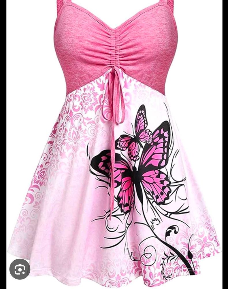 Pink Butterfly Print Dress