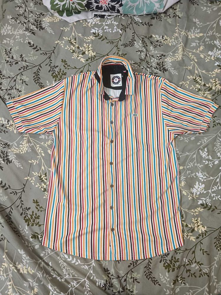 Striped Short Sleeve Shirt Size(XL)