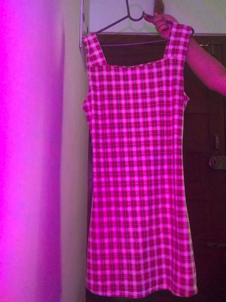 Red and White Square Neck Mini Dress