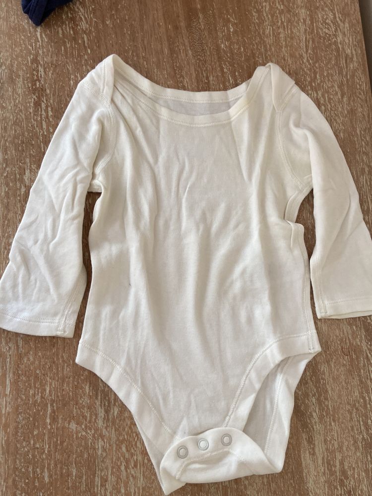 M&amp;S White Long Sleeve Baby Onesie