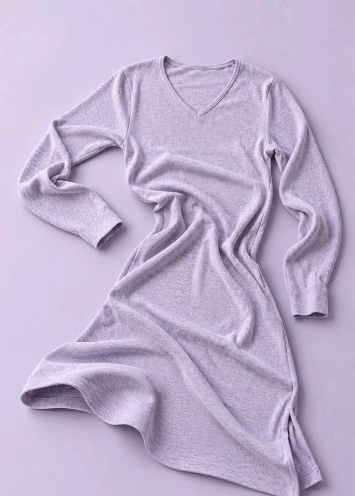 LIGHT GREY LAVENDER V-NECK LONG SLEEVE BODYCON