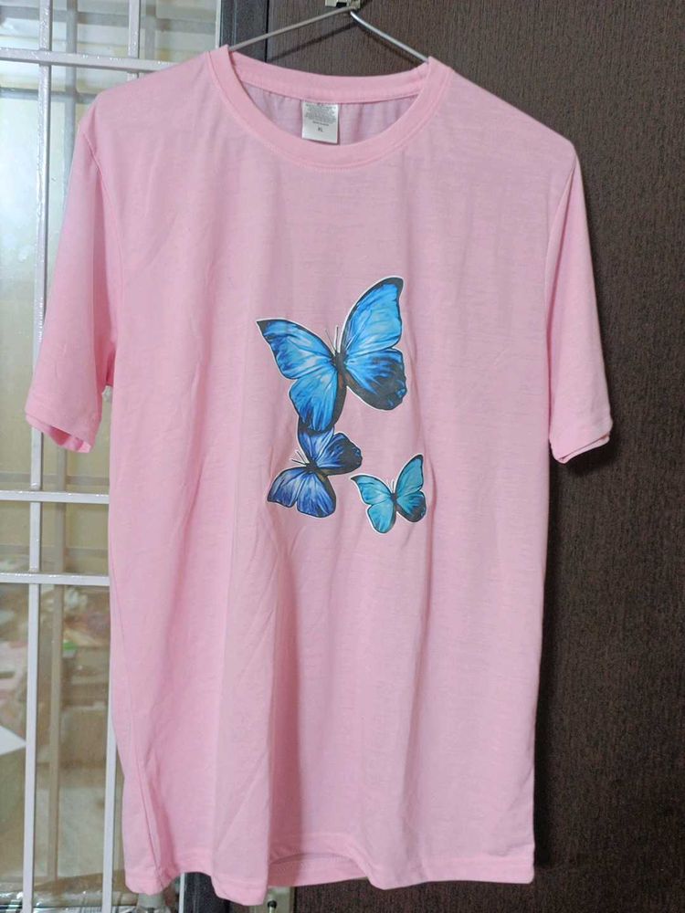 Pink Butterfly Graphic T-Shirt