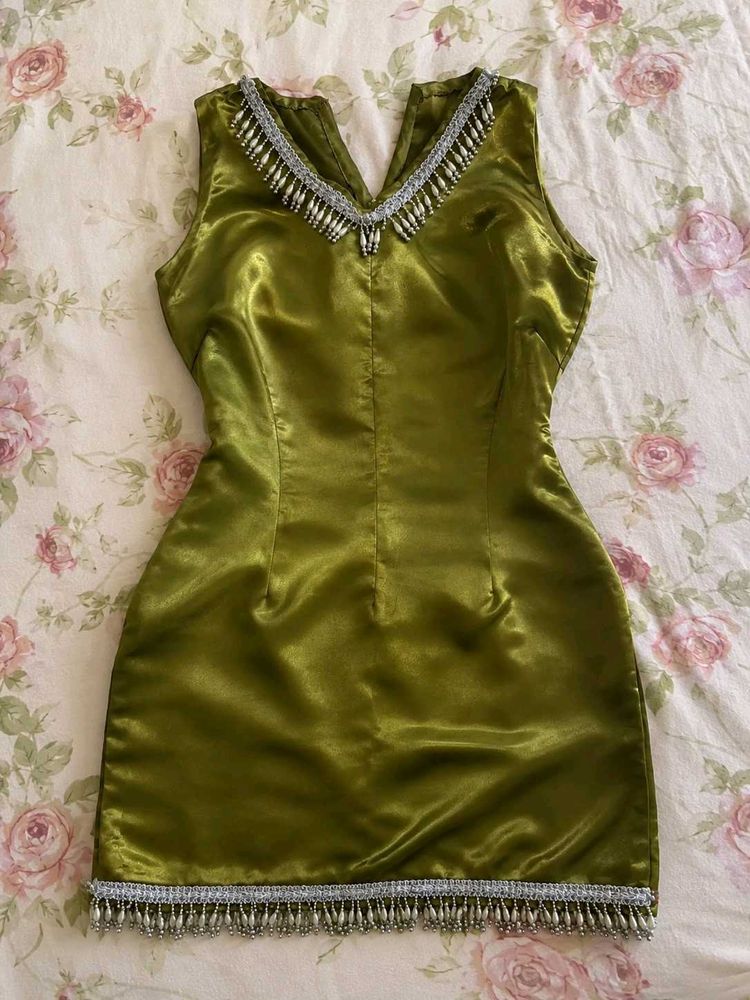Combo  Green Satin Kurti  + Pinterest pink dress �