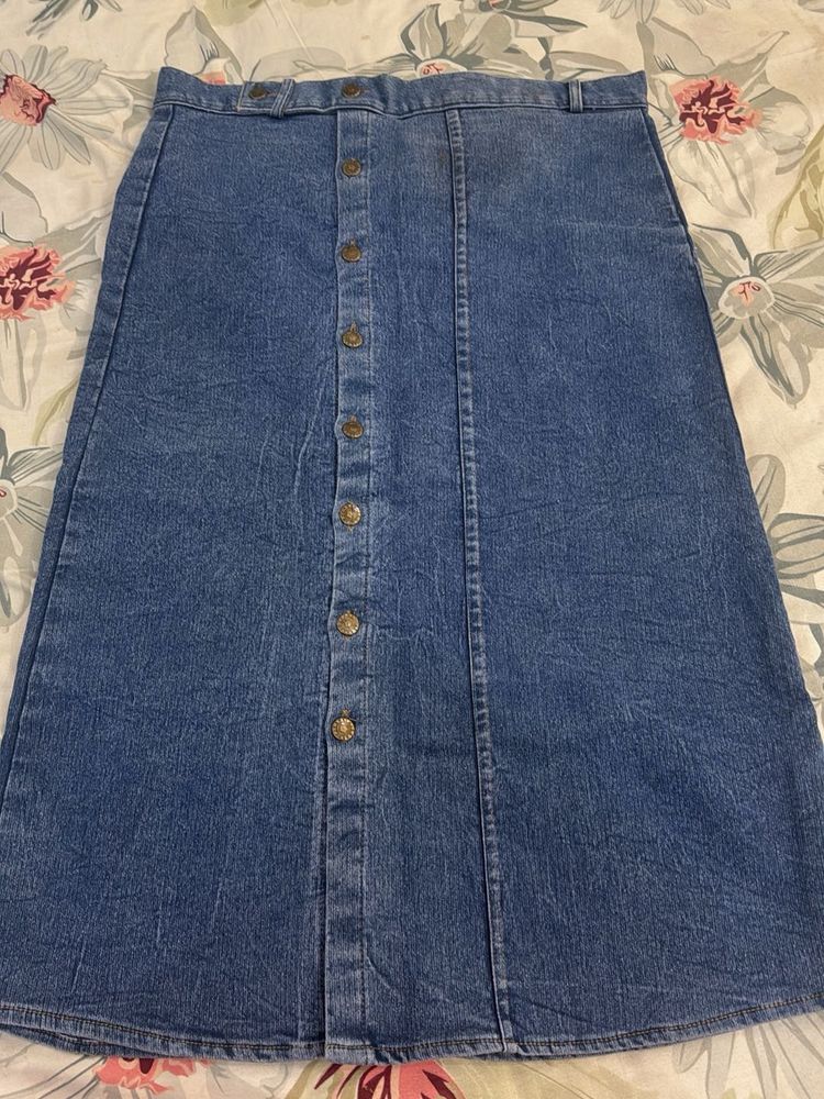 Classic Denim Midi Skirt