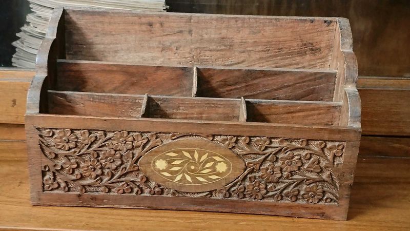 Vintage Carved Wooden Desk stand